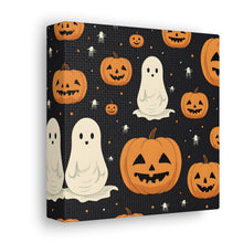 DistinctInk Canvas Wall Art with Spooky Skeleton Pumpkin Patch for Halloween