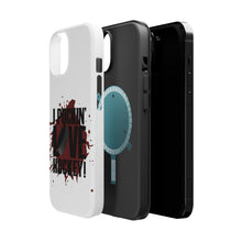 DistinctInk ToughCase for Apple iPhone, Compatible with MagSafe Charging - I Puckin' Love Hockey