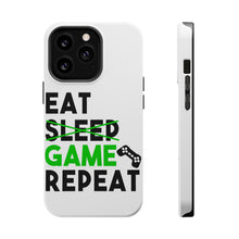 DistinctInk ToughCase for Apple iPhone, Compatible with MagSafe Charging - Eat Game Repeat - Video Games Gamer