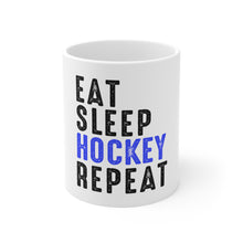 DistinctInk Glossy White Coffee / Tea Mug - Eat Sleep Hockey Repeat