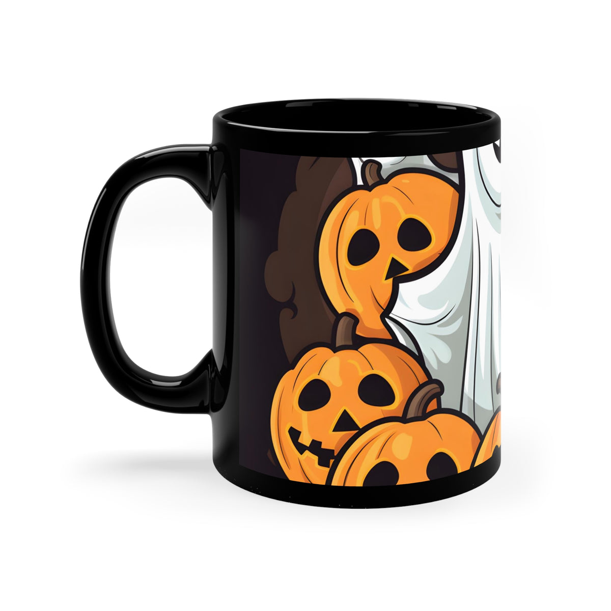 Black Coffee Mug - "Spooky Skeleton Pumpkins" for Halloween, view 2