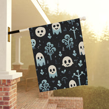 DistinctInk Garden & House Banner / Flag with Ghastly Skeletal Shadows Design for Halloween