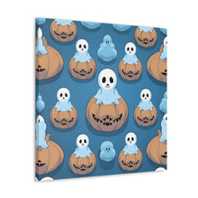 DistinctInk Canvas Wall Art with Ghost Skeleton Pumpkin Pattern for Halloween