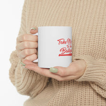 DistinctInk Glossy White Coffee / Tea Mug - Take Me Out to the Ballgame Baseball