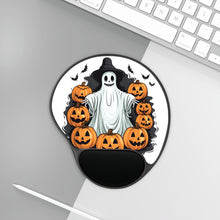 DistinctInk Mouse Pad with Wrist Rest  with Ghost Skeleton Pumpkins Pattern Design for Halloween