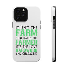 DistinctInk ToughCase for Apple iPhone, Compatible with MagSafe Charging - Hard Work & Character Make the Farmer