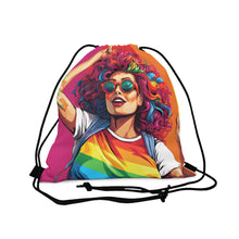 DistinctInk Drawstring Bag Backpack with Leading a New Path Design for LGBTQ+ Pride