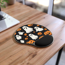 DistinctInk Mouse Pad with Wrist Rest  with Ghost Skeleton Pumpkin Cartoon Design for Halloween