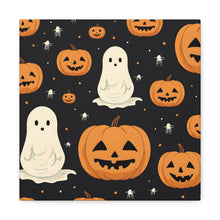 DistinctInk Canvas Wall Art with Spooky Skeleton Pumpkin Patch for Halloween