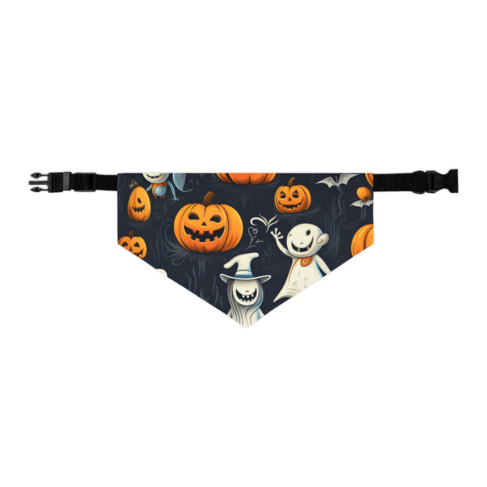 DistinctInk Adjustable Pet Banana Collar with The Halloween Spell Design for Halloween