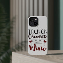 DistinctInk ToughCase for Apple iPhone, Compatible with MagSafe Charging - I Run on Chocolate and Wine
