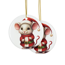 DistinctInk Hanging Ceramic Christmas Tree Ornament with Gold String - Great Gift/Present - 2 3/4 inch Diameter - Lagotti Romagnoli Design