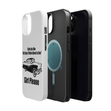 DistinctInk ToughCase for Apple iPhone, Compatible with MagSafe Charging - All Guys Think About is Sex - Cars!