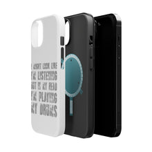 DistinctInk ToughCase for Apple iPhone, Compatible with MagSafe Charging - In My Head, I'm Playing Drums
