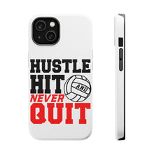 DistinctInk ToughCase for Apple iPhone, Compatible with MagSafe Charging - Hustle Hit Never Quit Volleyball