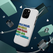 DistinctInk ToughCase for Apple iPhone, Compatible with MagSafe Charging - Speak English Kiss French Dress Italian