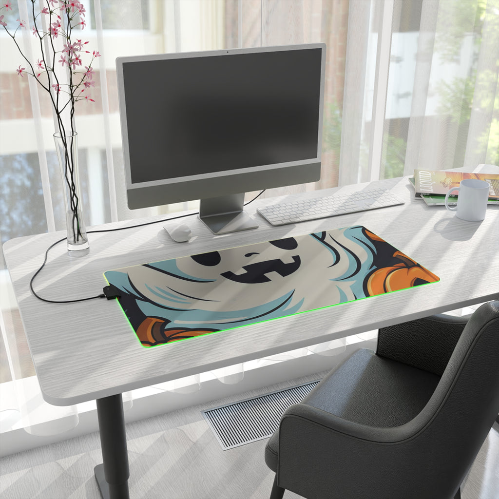 LED Gaming Mouse Pad with The Ghostly Skeleton Pumpkin Design for Halloween, view 16