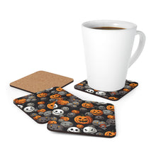 DistinctInk (Set of 4) Corkwood Coasters with Haunted Harvest TimeDesign for Halloween