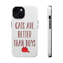 DistinctInk ToughCase for Apple iPhone, Compatible with MagSafe Charging - Cats Are Better Than Boys