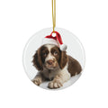 Hanging Ceramic Christmas Tree Ornament with Gold String - Spinoni Italiani Puppy Design