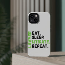 DistinctInk ToughCase for Apple iPhone, Compatible with MagSafe Charging - Lawyer Eat Sleep Litigate Repeat