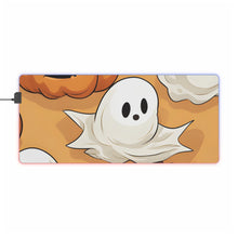 DistinctInk LED Gaming Mouse Pad with Ghostly Skeleton Pumpkin Patch Design for Halloween