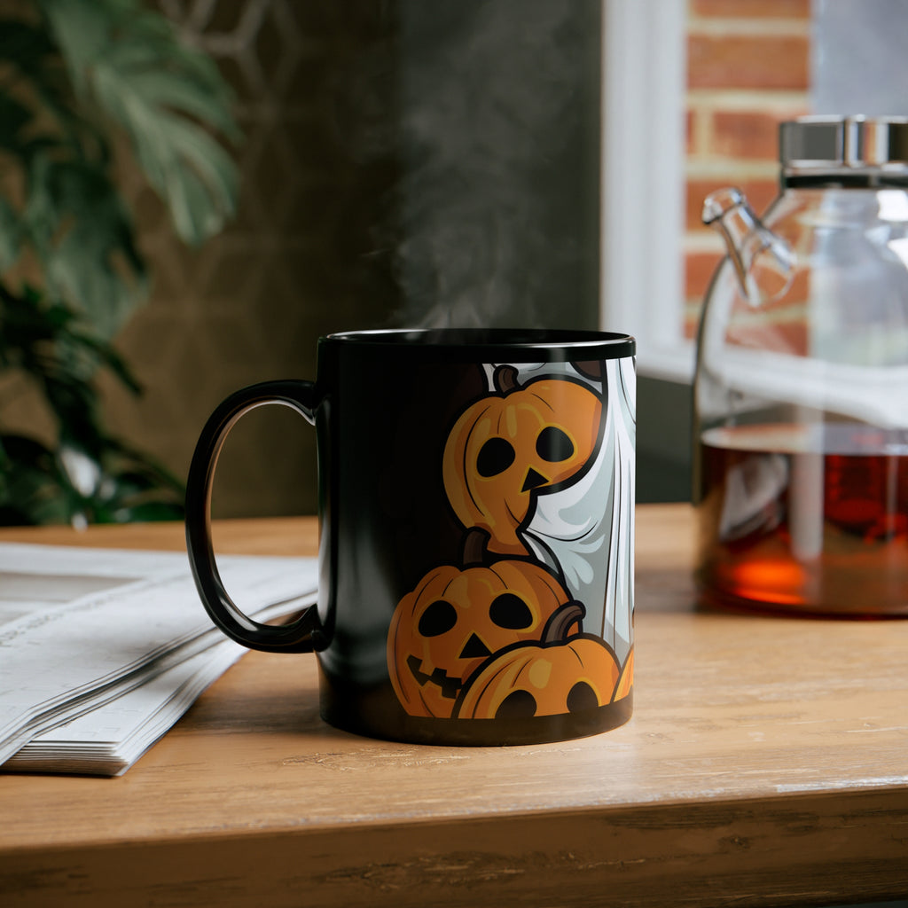 Black Coffee Mug - "Spooky Skeleton Pumpkins" for Halloween, view 6