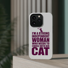 DistinctInk ToughCase for Apple iPhone, Compatible with MagSafe Charging - Strong Woman Needs to Cuddle Cat