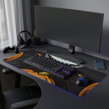 DistinctInk LED Gaming Mouse Pad with Ghastly Skeleton Pumpkins Design for Halloween