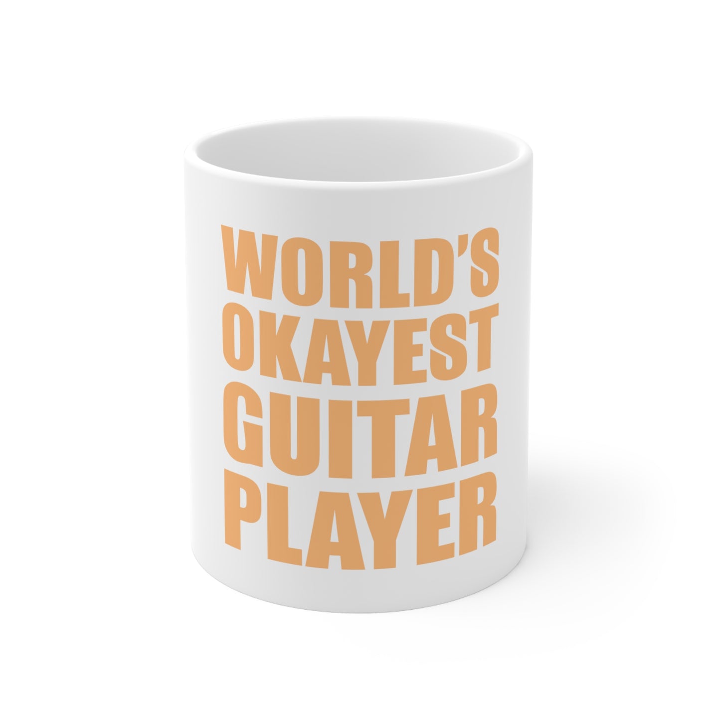 DistinctInk Glossy White Coffee / Tea Mug - World's Okayest Guitar Player