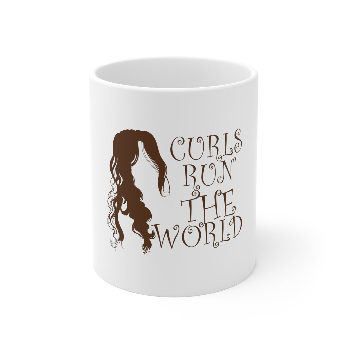 Glossy White Coffee / Tea Mug - Curls Run the World