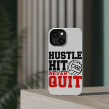 DistinctInk ToughCase for Apple iPhone, Compatible with MagSafe Charging - Hustle Hit Never Quit Volleyball