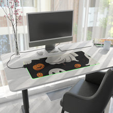 DistinctInk LED Gaming Mouse Pad with Ghost Skeleton Pumpkin Cartoon Design for Halloween