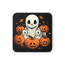 DistinctInk (Set of 4) Corkwood Coasters with Ghost Skeleton Pumpkin PatternDesign for Halloween