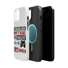 DistinctInk ToughCase for Apple iPhone, Compatible with MagSafe Charging - Video Games Don't Make Me Violent Lag Does