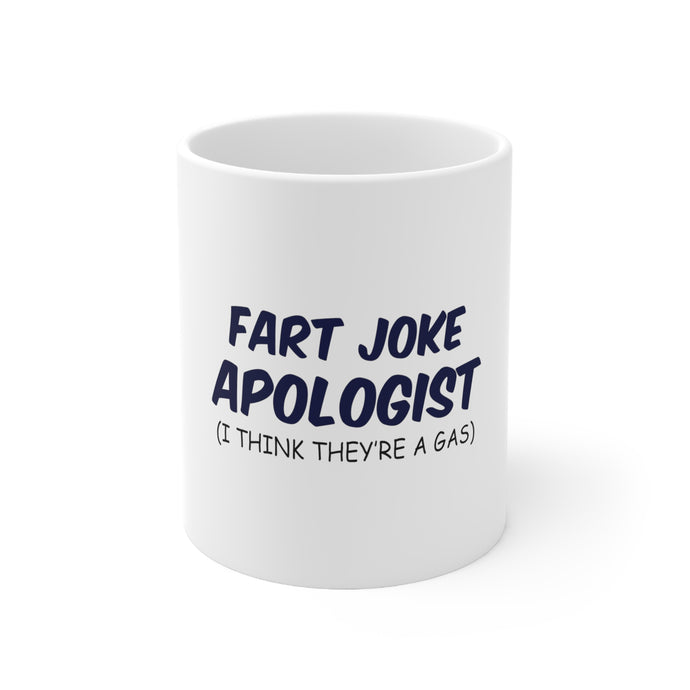 DistinctInk Glossy White Coffee / Tea Mug - Fart Joke Apologist I Think They're a Gas