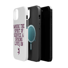 DistinctInk ToughCase for Apple iPhone, Compatible with MagSafe Charging - Spirit of Service & Spiking Lives On Tennis