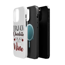DistinctInk ToughCase for Apple iPhone, Compatible with MagSafe Charging - I Run on Chocolate and Wine