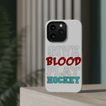 DistinctInk ToughCase for Apple iPhone, Compatible with MagSafe Charging - Give Blood Play Hockey