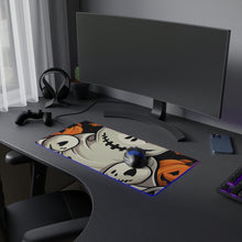 DistinctInk LED Gaming Mouse Pad with Ghost Skeleton Pumpkin Pattern Design for Halloween