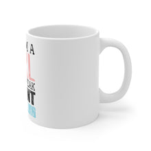 DistinctInk Glossy White Coffee / Tea Mug - Yes I'm a Girl Yes I Speak Fluent Wrestling