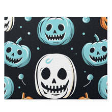 DistinctInk Jigsaw Puzzle with Skele-Ghostly Pumpkin Patch Design for Halloween