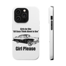 DistinctInk ToughCase for Apple iPhone, Compatible with MagSafe Charging - All Guys Think About is Sex - Cars!
