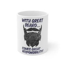 DistinctInk Glossy White Coffee / Tea Mug - With Great Beard Comes Great Responsibility