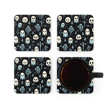 DistinctInk (Set of 4) Corkwood Coasters with Ghastly Skeletal ShadowsDesign for Halloween