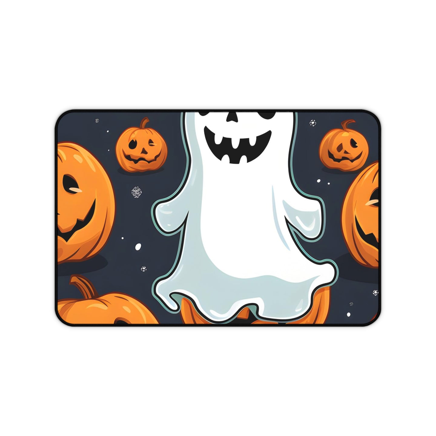 DistinctInk Desk Mat with Ghost Skeleton Spooky Pumpkins Design for Halloween