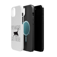 DistinctInk ToughCase for Apple iPhone, Compatible with MagSafe Charging - Boys Whatever, Cats Forever