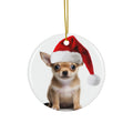 Hanging Ceramic Christmas Tree Ornament with Gold String - Chihuahua Puppy Design