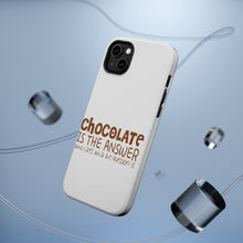 DistinctInk ToughCase for Apple iPhone, Compatible with MagSafe Charging - Chocolate is the Answer Who Cares Question