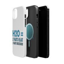 DistinctInk ToughCase for Apple iPhone, Compatible with MagSafe Charging - H20 = 2 Parts Heart 1 Part Obsession